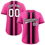 Custom Pink Black Lapel Gradient Fashion Baseball Jersey | BuyFootballJersey