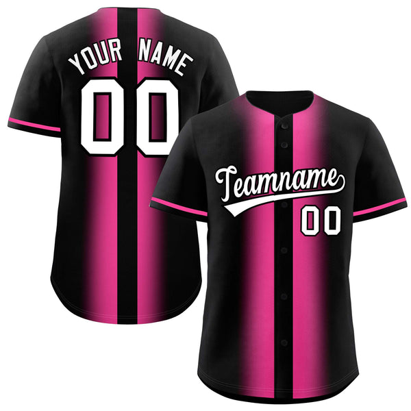 Custom Black Pink Lapel Gradient Fashion Baseball Jersey | BuyFootballJersey