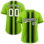 Custom Neon Green Black Lapel Gradient Fashion Baseball Jersey | BuyFootballJersey