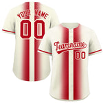 Custom Cream Red Lapel Gradient Fashion Baseball Jersey | BuyFootballJersey