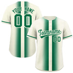 Custom Cream Kelly Green Lapel Gradient Fashion Baseball Jersey | BuyFootballJersey