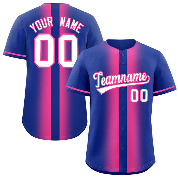 Custom Royal Pink Lapel Gradient Fashion Baseball Jersey | BuyFootballJersey