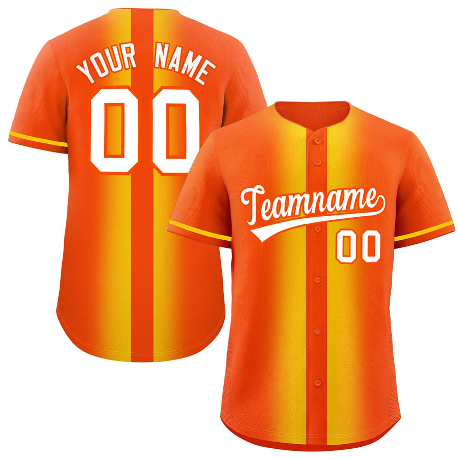 Custom Orange Gold Lapel Gradient Fashion Baseball Jersey | BuyFootballJersey