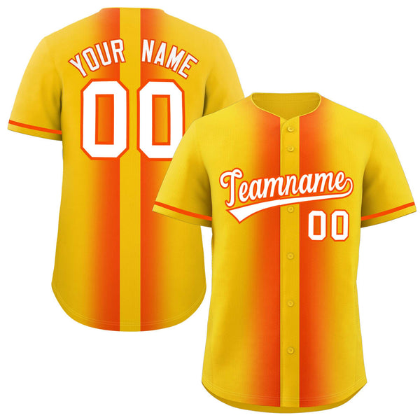 Custom Gold Orange Lapel Gradient Fashion Baseball Jersey | BuyFootballJersey