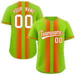 Custom Neon Green Orange Lapel Gradient Fashion Baseball Jersey | BuyFootballJersey