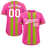 Custom Pink Neon Green Lapel Gradient Fashion Baseball Jersey | BuyFootballJersey