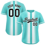 Custom Bright Green White Lapel Gradient Fashion Baseball Jersey | BuyFootballJersey