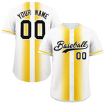 Custom White Gold Lapel Gradient Fashion Baseball Jersey | BuyFootballJersey