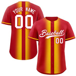 Custom Red Gold Lapel Gradient Fashion Baseball Jersey | BuyFootballJersey