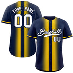 Custom Navy Gold Lapel Gradient Fashion Baseball Jersey | BuyFootballJersey