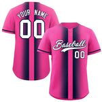 Custom Pink Navy Lapel Gradient Fashion Baseball Jersey | BuyFootballJersey
