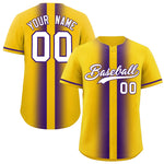 Custom Gold Purple Lapel Gradient Fashion Baseball Jersey | BuyFootballJersey