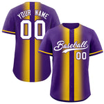 Custom Purple Gold Lapel Gradient Fashion Baseball Jersey | BuyFootballJersey