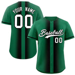 Custom Kelly Green Black Lapel Gradient Fashion Baseball Jersey | BuyFootballJersey