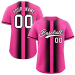 Custom Pink Black Lapel Gradient Fashion Baseball Jersey | BuyFootballJersey