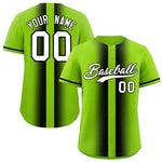 Custom Neon Green Black Lapel Gradient Fashion Baseball Jersey | BuyFootballJersey
