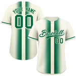 Custom Cream Kelly Green Lapel Gradient Fashion Baseball Jersey | BuyFootballJersey
