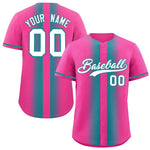 Custom Pink Aqua Lapel Gradient Fashion Baseball Jersey | BuyFootballJersey