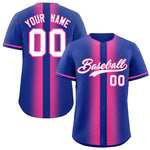 Custom Royal Pink Lapel Gradient Fashion Baseball Jersey | BuyFootballJersey