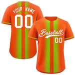 Custom Orange Neon Green Lapel Gradient Fashion Baseball Jersey | BuyFootballJersey
