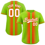Custom Neon Green Orange Lapel Gradient Fashion Baseball Jersey | BuyFootballJersey