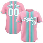 Custom Light Pink Bright Green Lapel Gradient Fashion Baseball Jersey | BuyFootballJersey