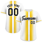 Custom White Gold Lapel Gradient Fashion Baseball Jersey | BuyFootballJersey