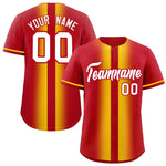 Custom Red Gold Lapel Gradient Fashion Baseball Jersey | BuyFootballJersey