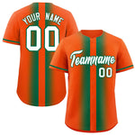 Custom Orange Kelly Green Lapel Gradient Fashion Baseball Jersey | BuyFootballJersey