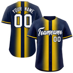 Custom Navy Gold Lapel Gradient Fashion Baseball Jersey | BuyFootballJersey