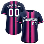 Custom Navy Pink Lapel Gradient Fashion Baseball Jersey | BuyFootballJersey