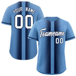 Custom Light Blue Navy Lapel Gradient Fashion Baseball Jersey | BuyFootballJersey