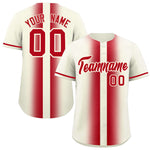 Custom Cream Red Lapel Gradient Fashion Baseball Jersey | BuyFootballJersey