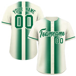 Custom Cream Kelly Green Lapel Gradient Fashion Baseball Jersey | BuyFootballJersey
