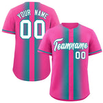 Custom Pink Aqua Lapel Gradient Fashion Baseball Jersey | BuyFootballJersey