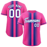 Custom Pink Royal Lapel Gradient Fashion Baseball Jersey | BuyFootballJersey