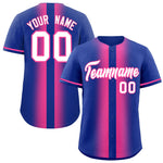Custom Royal Pink Lapel Gradient Fashion Baseball Jersey | BuyFootballJersey