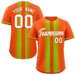 Custom Orange Neon Green Lapel Gradient Fashion Baseball Jersey | BuyFootballJersey