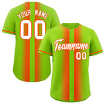 Custom Neon Green Orange Lapel Gradient Fashion Baseball Jersey | BuyFootballJersey