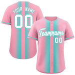 Custom Light Pink Bright Green Lapel Gradient Fashion Baseball Jersey | BuyFootballJersey