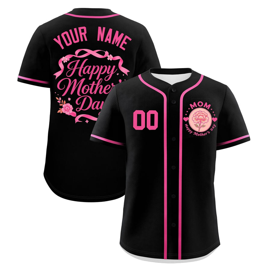 Custom Black Pink Mother's Day Style Personalization Breathable Baseball Jersey | BuyFootballJersey