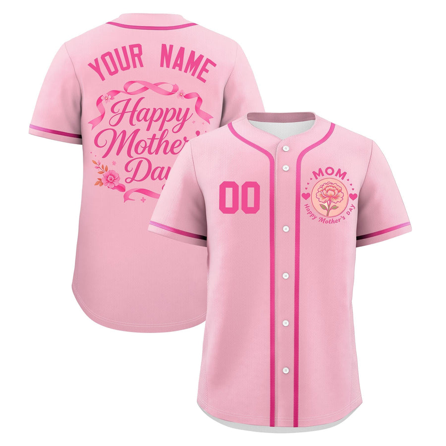 Custom Light Pink Pink Mother's Day Style Personalization Wrinkle-Resistant Baseball Jersey | BuyFootballJersey