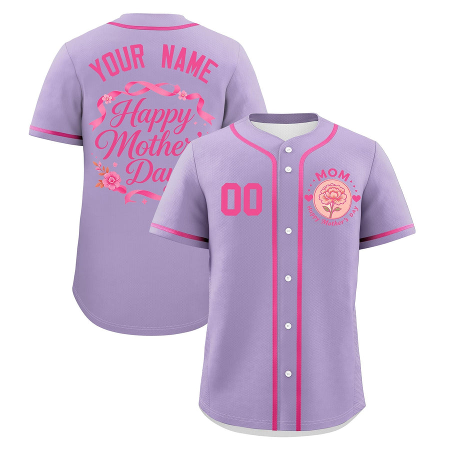 Custom Light Purple Pink Mother's Day Style Personalization Breathable Baseball Jersey | BuyFootballJersey