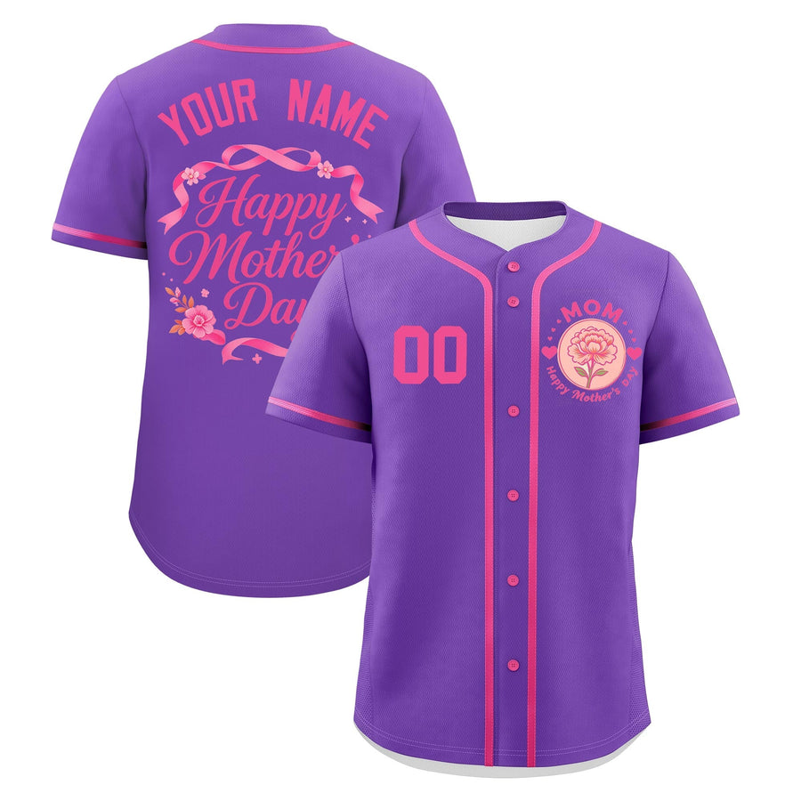 Custom Pink Mother's Day Style Personalization Wrinkle-Resistant Baseball Jersey | BuyFootballJersey