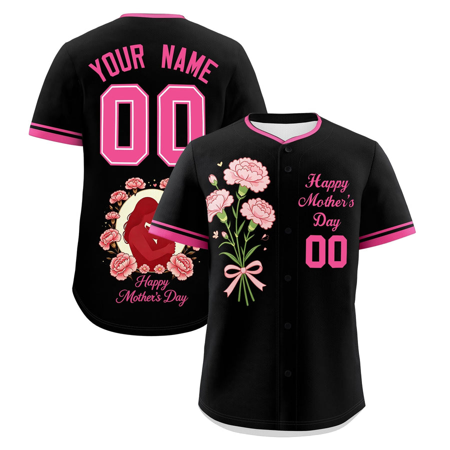 Custom Black Pink Mother's Day Style Personalization Breathable Baseball Jersey | BuyFootballJersey