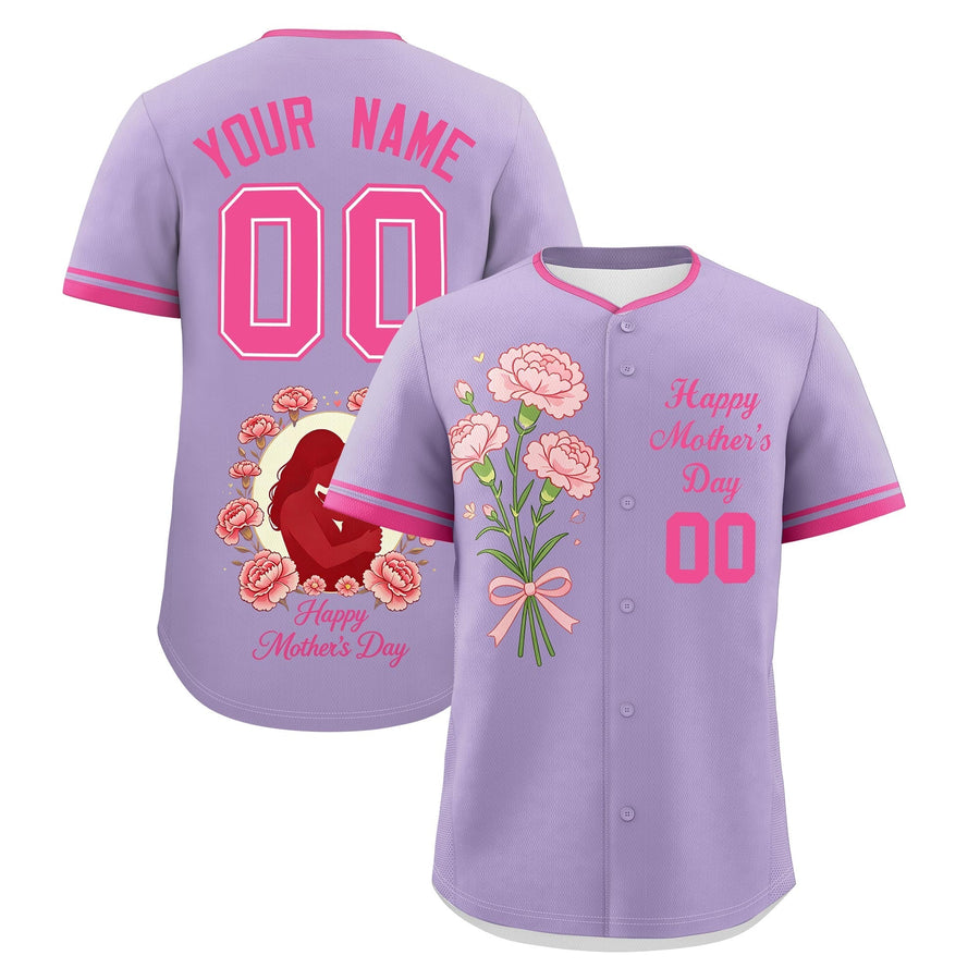 Custom Light Purple Pink Mother's Day Style Personalization Breathable Baseball Jersey | BuyFootballJersey