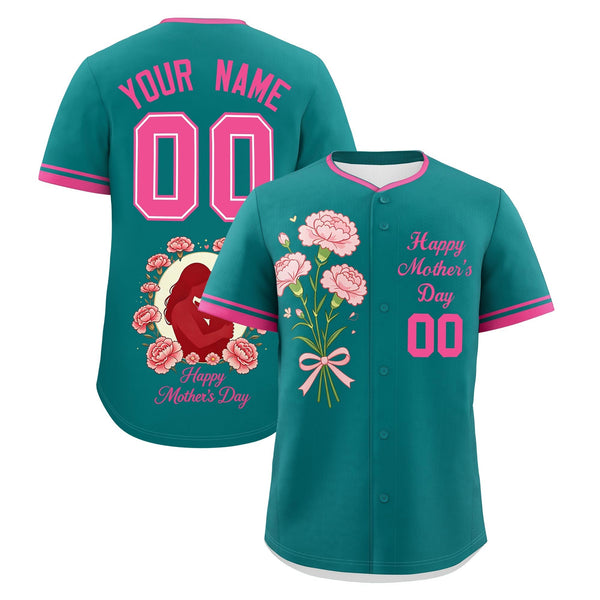 Custom Teal Pink Mother's Day Style Personalization Breathable Baseball Jersey | BuyFootballJersey