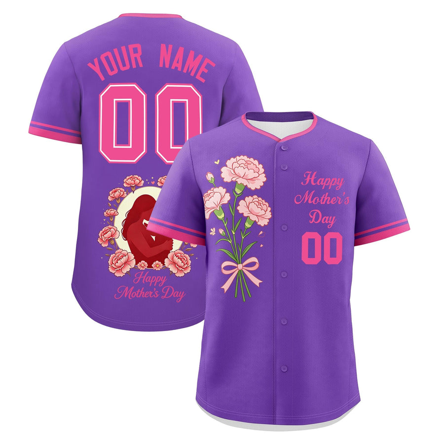 Custom Pink Mother's Day Style Personalization Wrinkle-Resistant Baseball Jersey | BuyFootballJersey