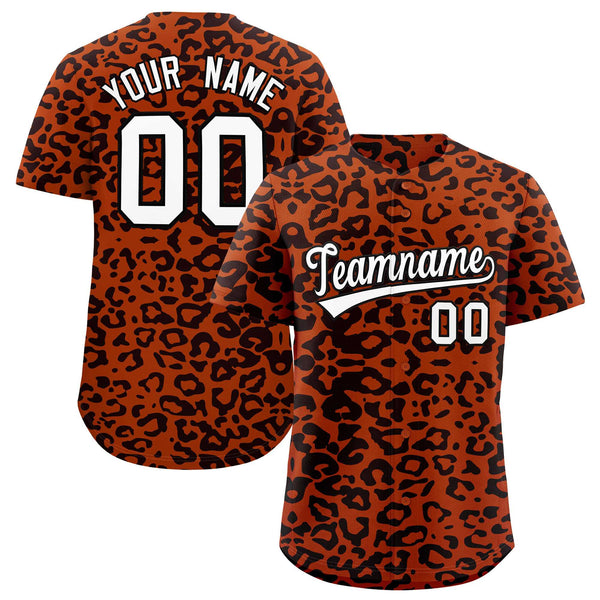 Custom Texas Orange Black Leopard Print Pattern Baseball Jersey | BuyFootballJersey