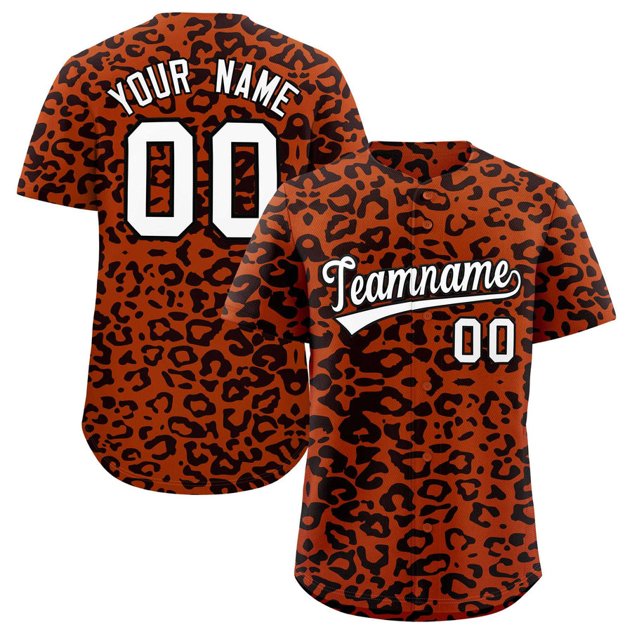 Custom Texas Orange Black Leopard Print Pattern Baseball Jersey | BuyFootballJersey